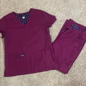 Maroon KOI scrub set size medium